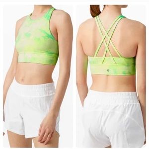 Lululemon Energy Bra High Neck Long Line Shibori Medium Support green tie dye/6